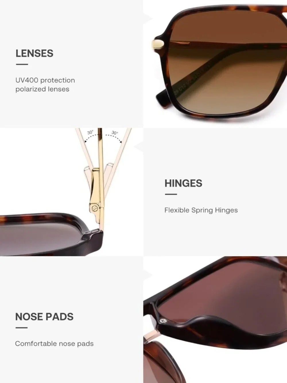 Trendy Polarized Aviator Sunglasses for Women & Men, Retro Double Bridge UV400
